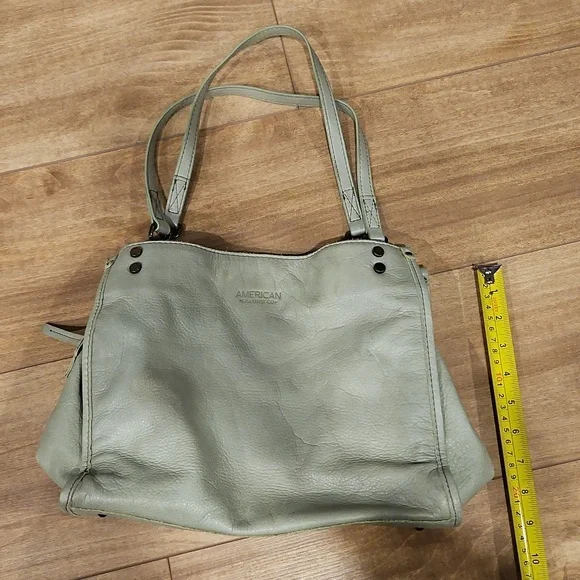 American Leather Co Green/Gray Purse - Picture 2 of 8